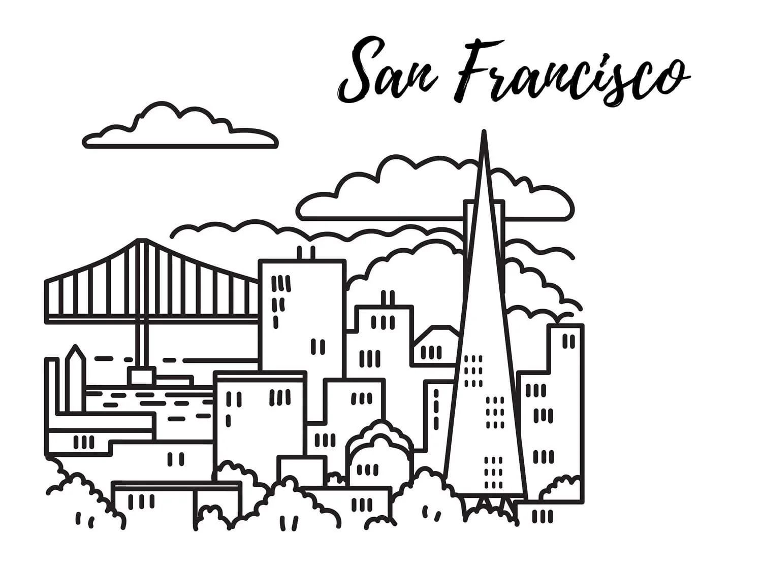 Çocuklar İçin  Ülkeler Medeniyetler San-Francisco Boyama Sayfaları 