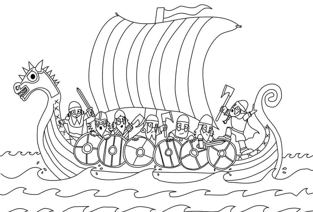 Çocuklar İçin  Ülkeler Medeniyetler Vikingler Boyama Sayfaları 