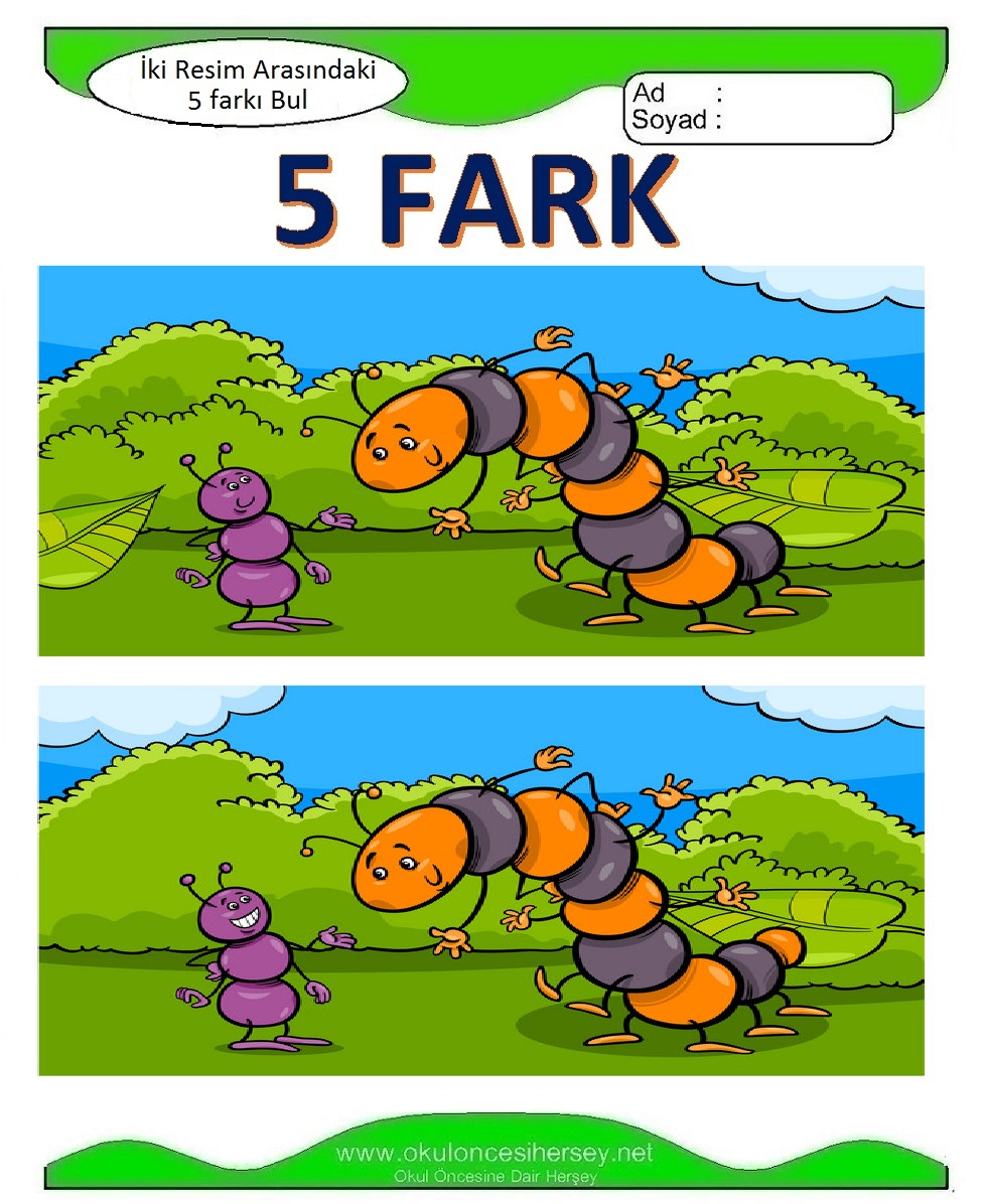 İki Resim Arasındaki 5 Farkı Bul