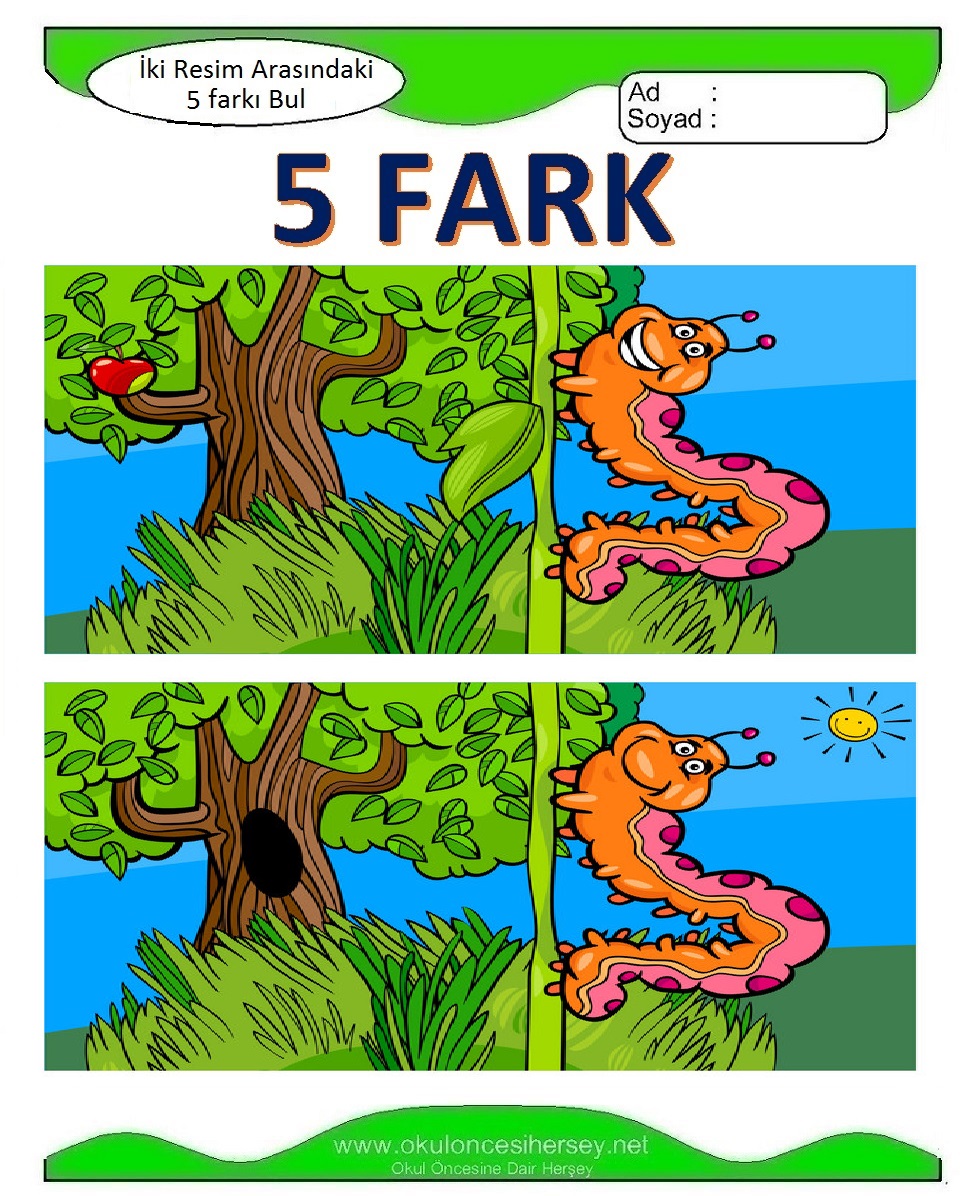 İki Resim Arasındaki 5 Farkı Bul