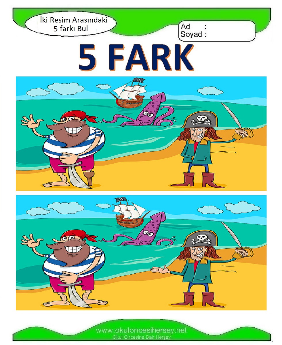 İki Resim Arasındaki 5 Farkı Bul