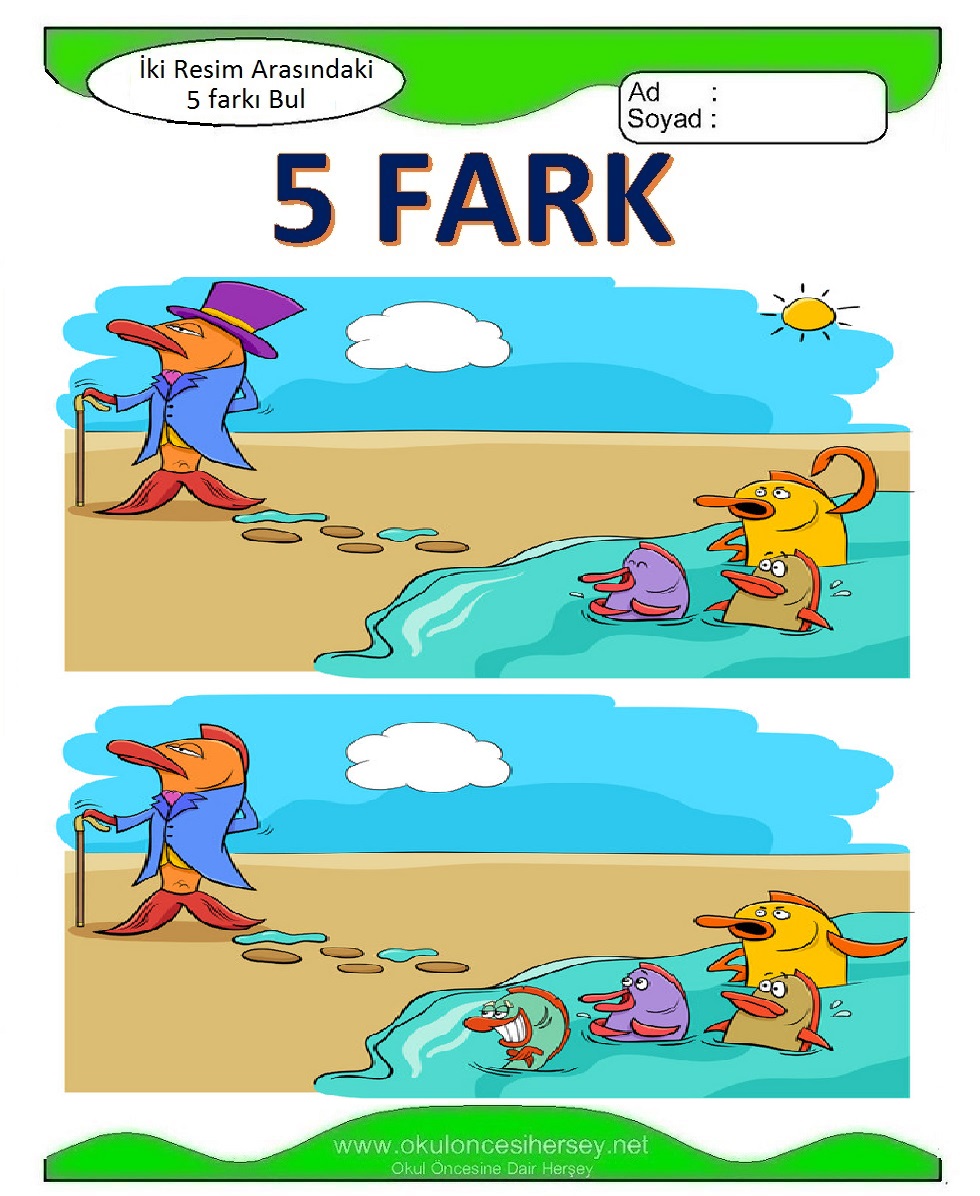 İki Resim Arasındaki 5 Farkı Bul