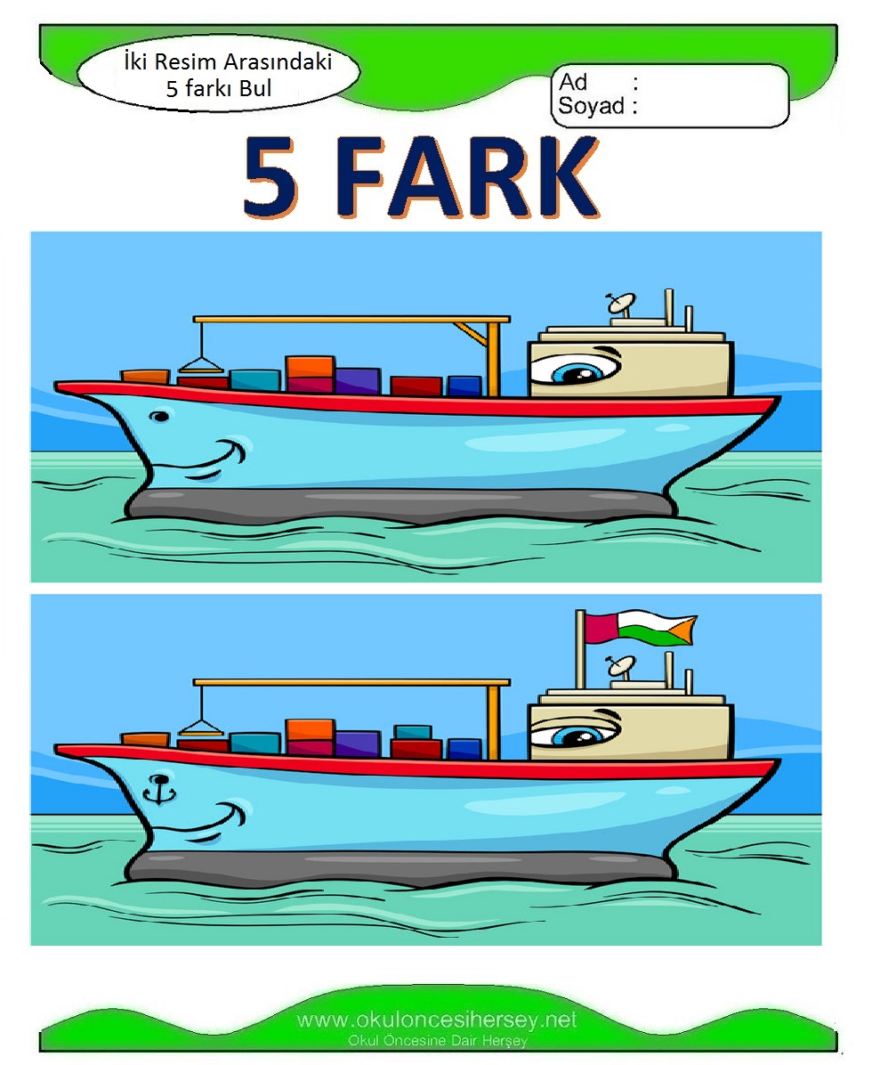 İki Resim Arasındaki 5 Farkı Bul