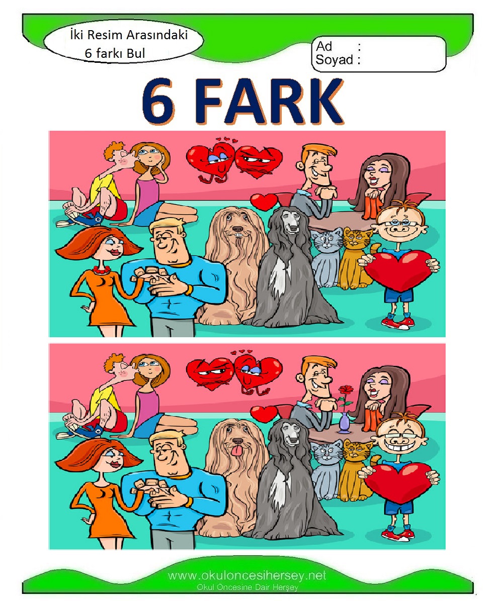 İki Resim Arasındaki 6 Farkı Bul