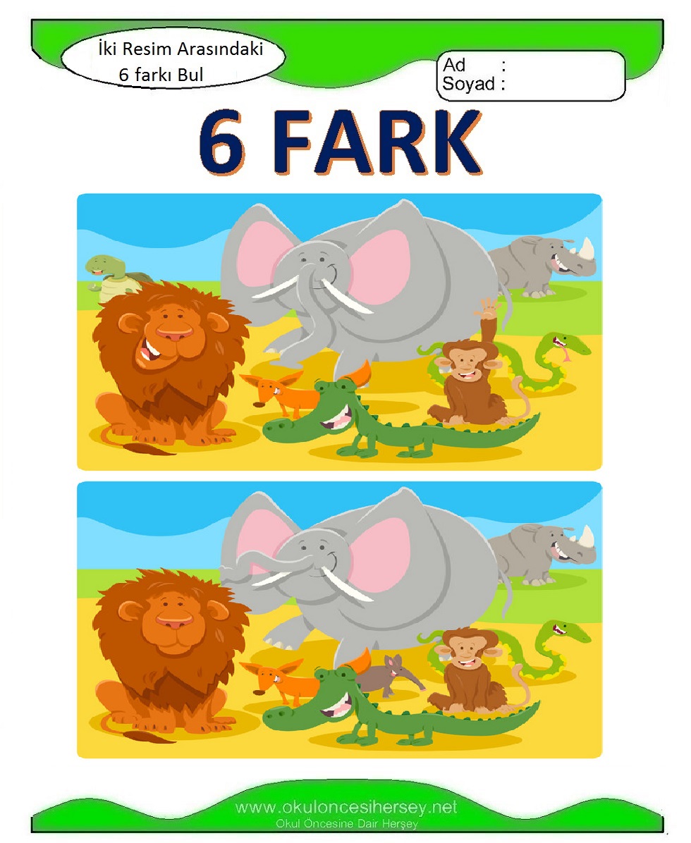 İki Resim Arasındaki 6 Farkı Bul