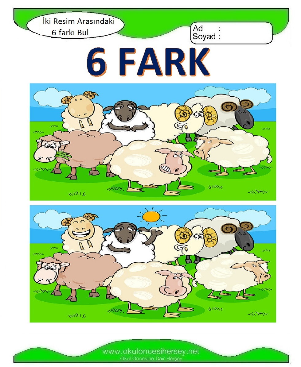 İki Resim Arasındaki 6 Farkı Bul