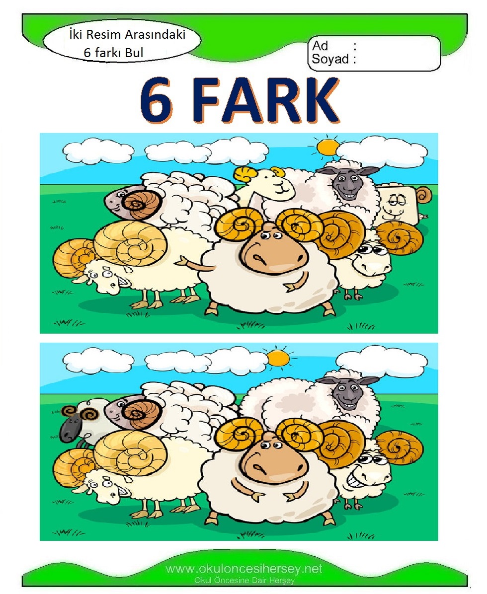 İki Resim Arasındaki 6 Farkı Bul