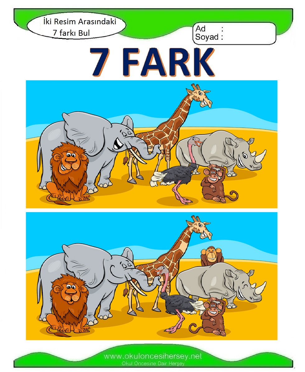 İki Resim Arasındaki 7 Farkı Bul