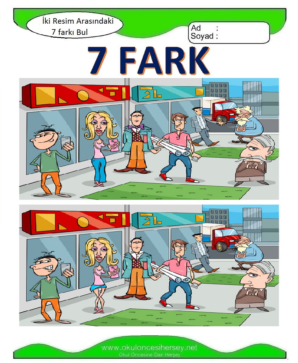 İki Resim Arasındaki 7 Farkı Bul