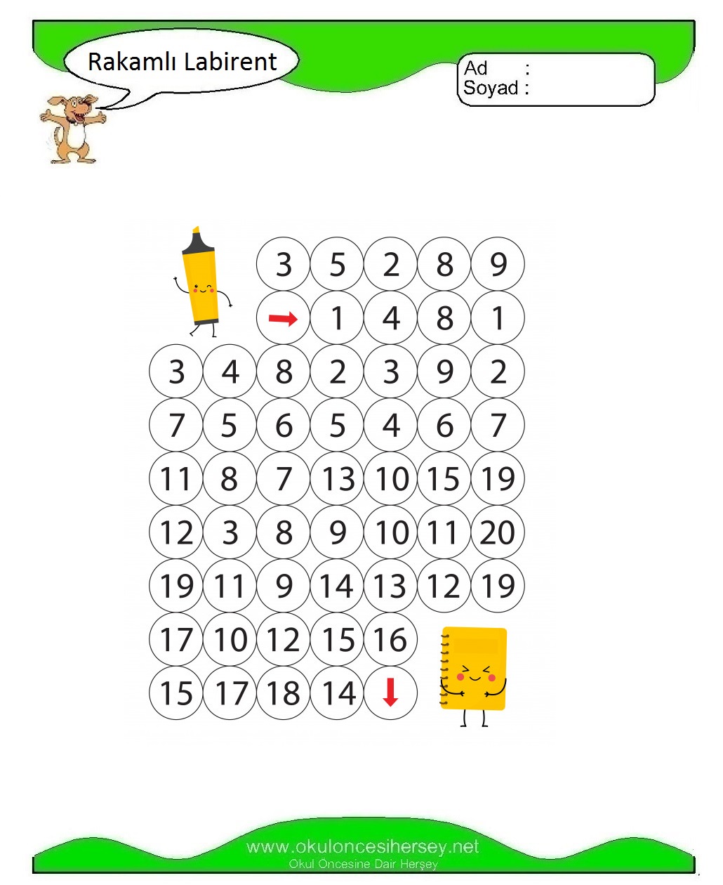 Rakamlı Labirent Bulmaca