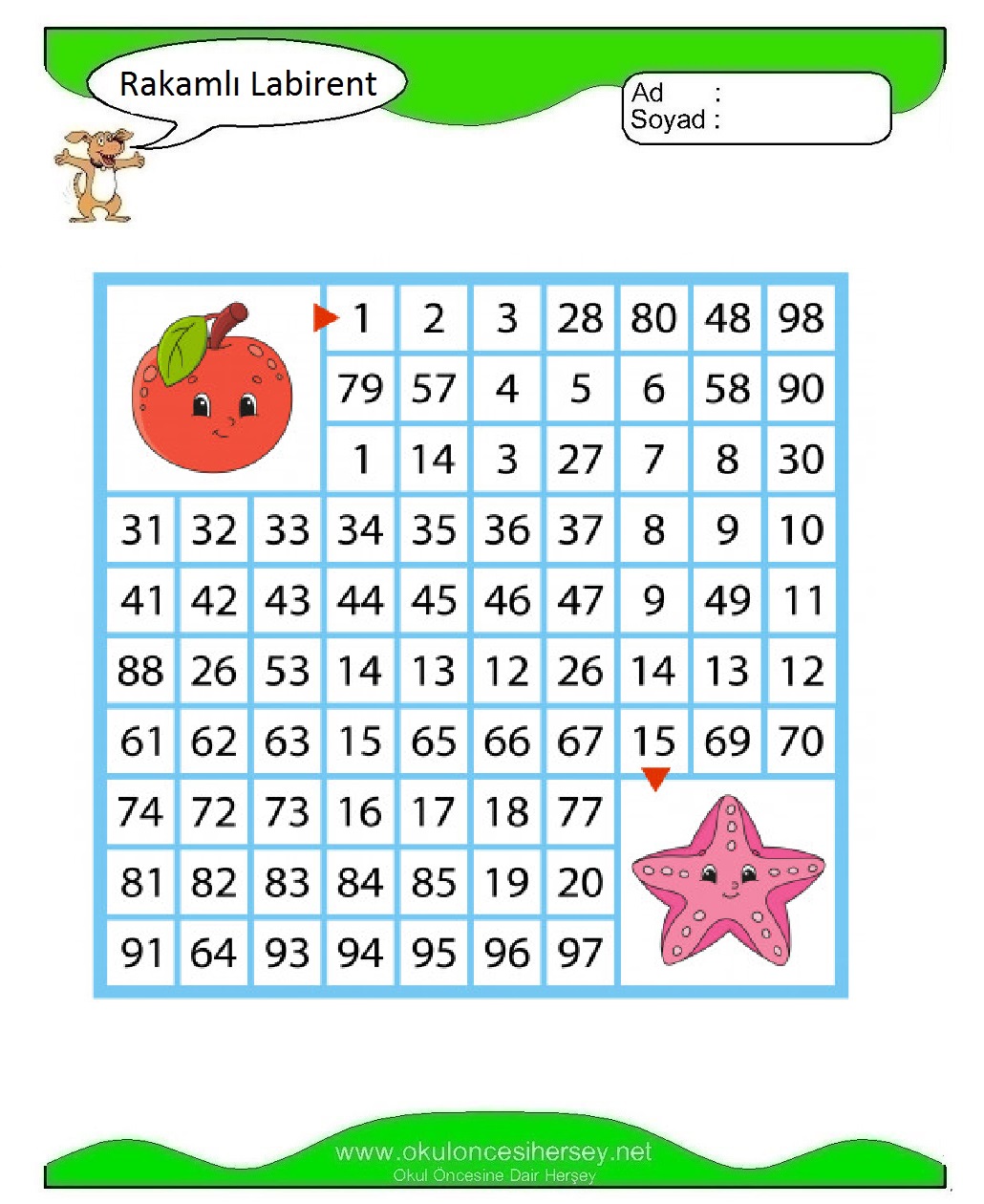 Rakamlı Labirent Bulmaca