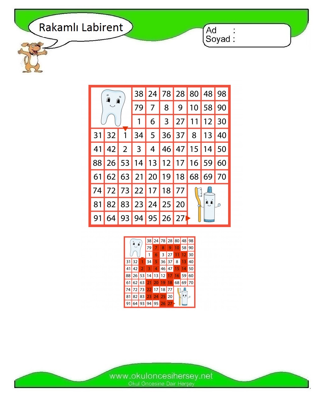 Rakamlı Labirent Bulmaca