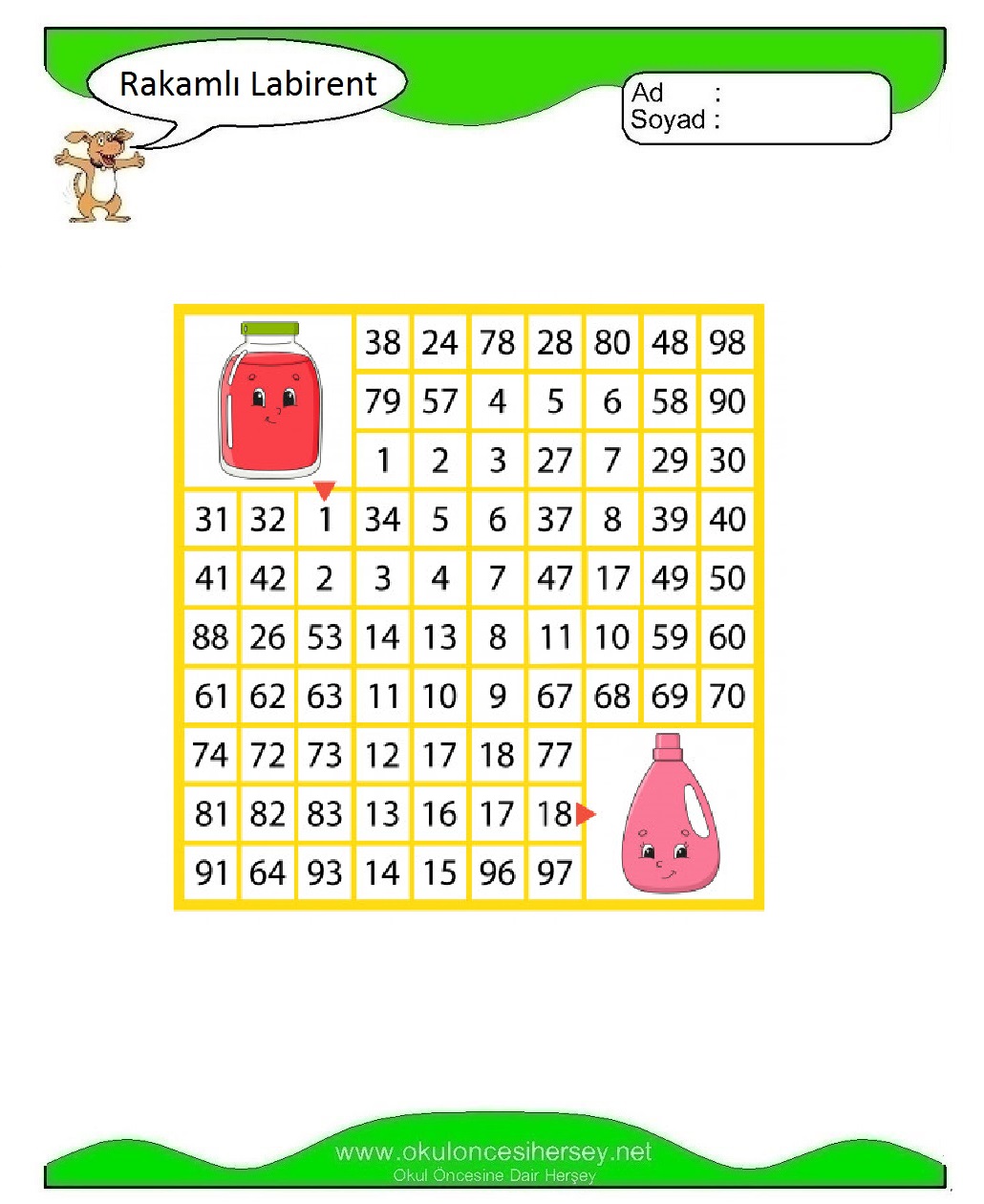 Rakamlı Labirent Bulmaca