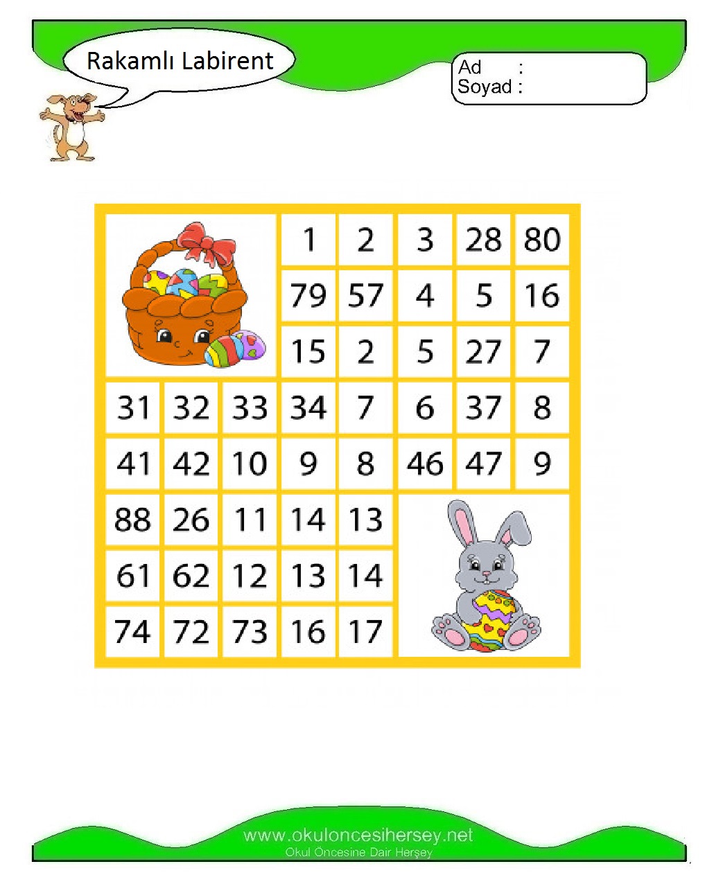 Rakamlı Labirent Bulmaca