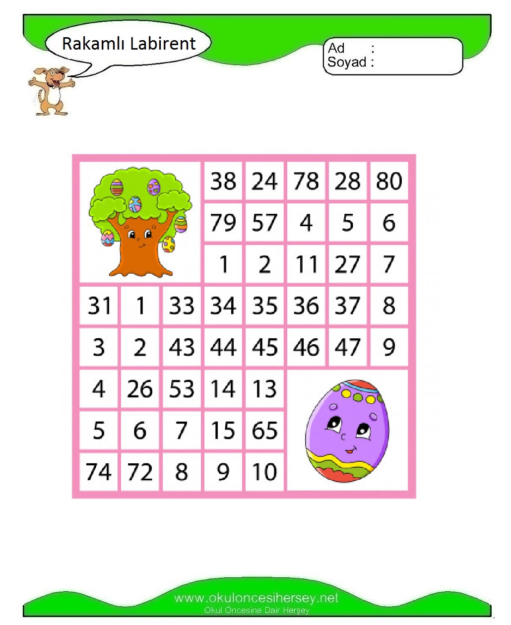 Rakamlı Labirent Bulmaca