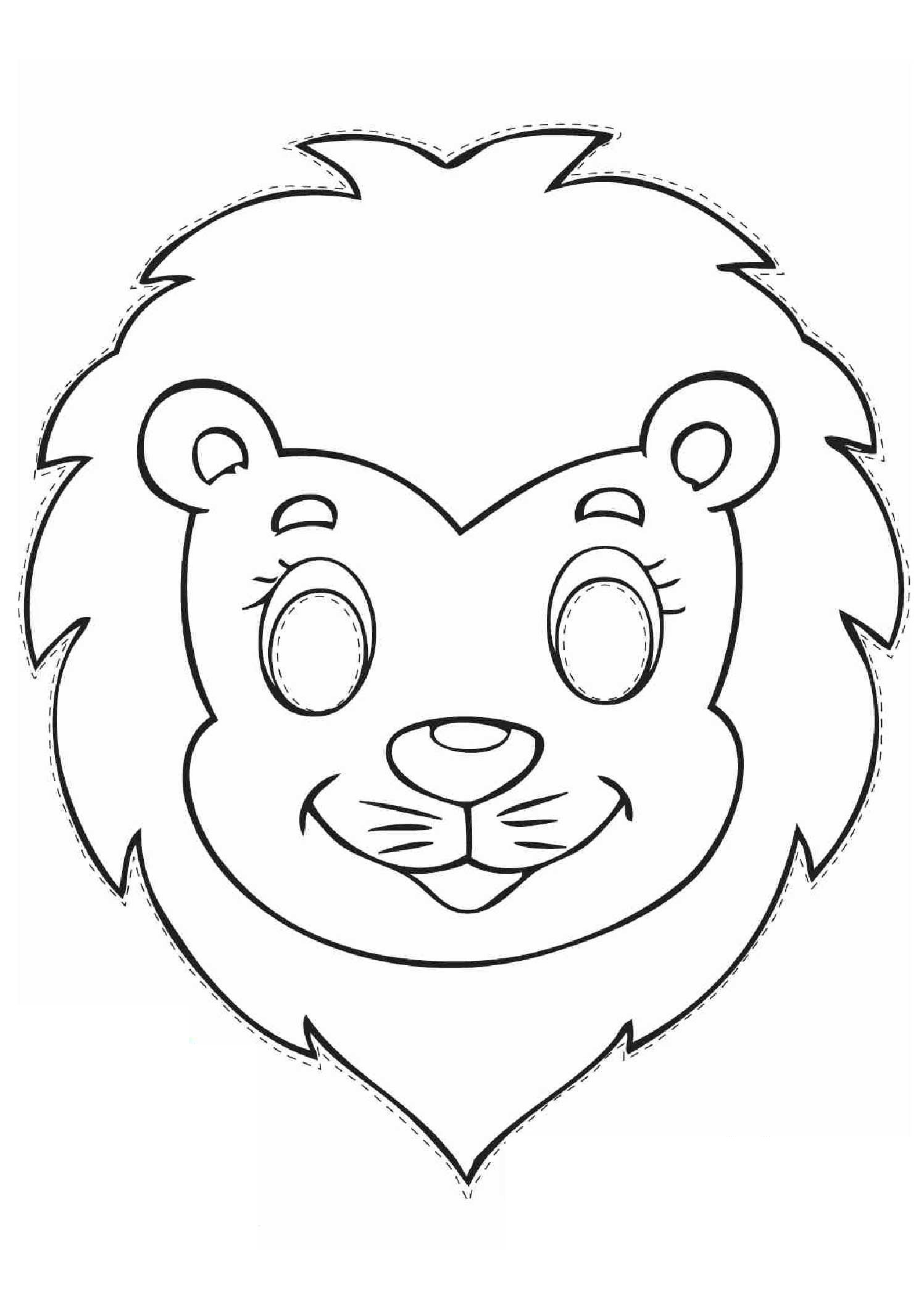 Çocuklar İçin  Aslan Hazır Maske Şablonları 