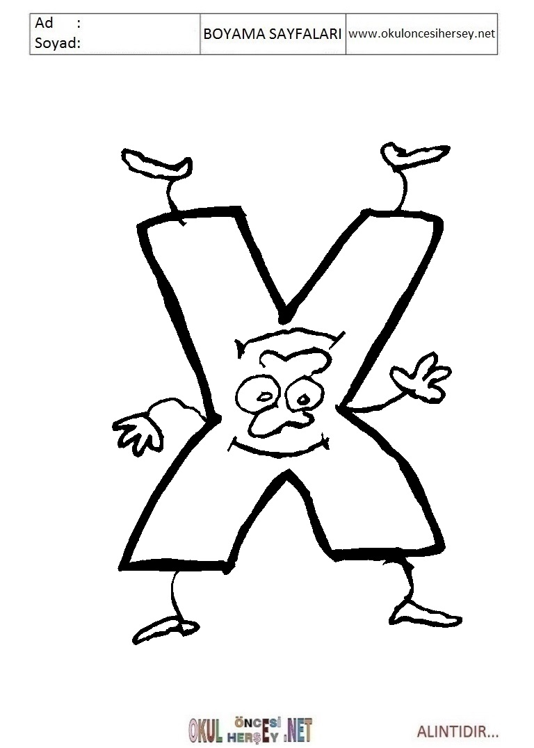 Harfler Boyama Sayfaları