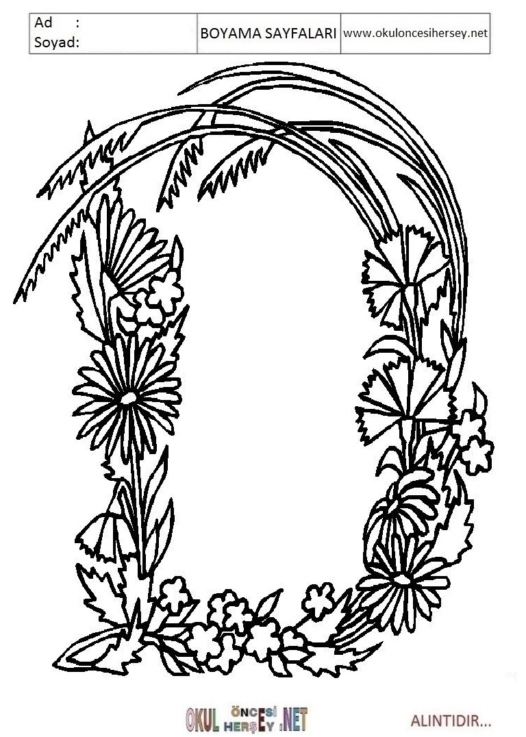 Harfler Boyama Sayfaları