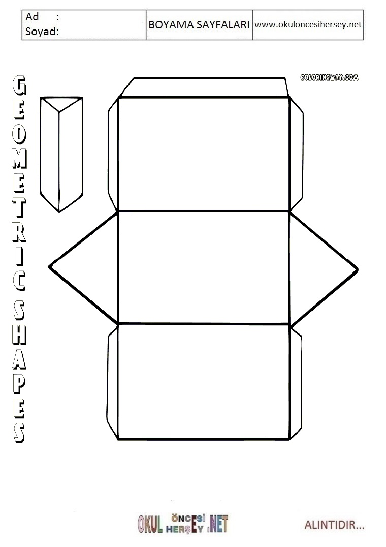 Çocuklar İçin  Geometrik Şekiller Boyama Sayfaları 