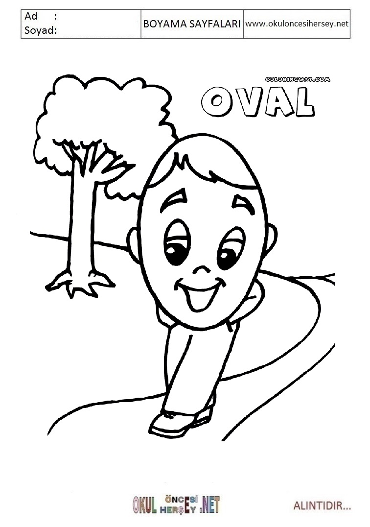 Çocuklar İçin  Oval Boyama Sayfaları 