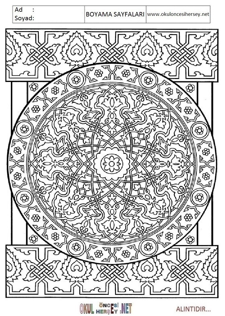 Çocuklar İçin  Halı-Deseni Boyama Sayfaları 