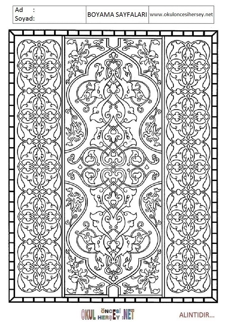 Çocuklar İçin  Halı-Deseni Boyama Sayfaları 