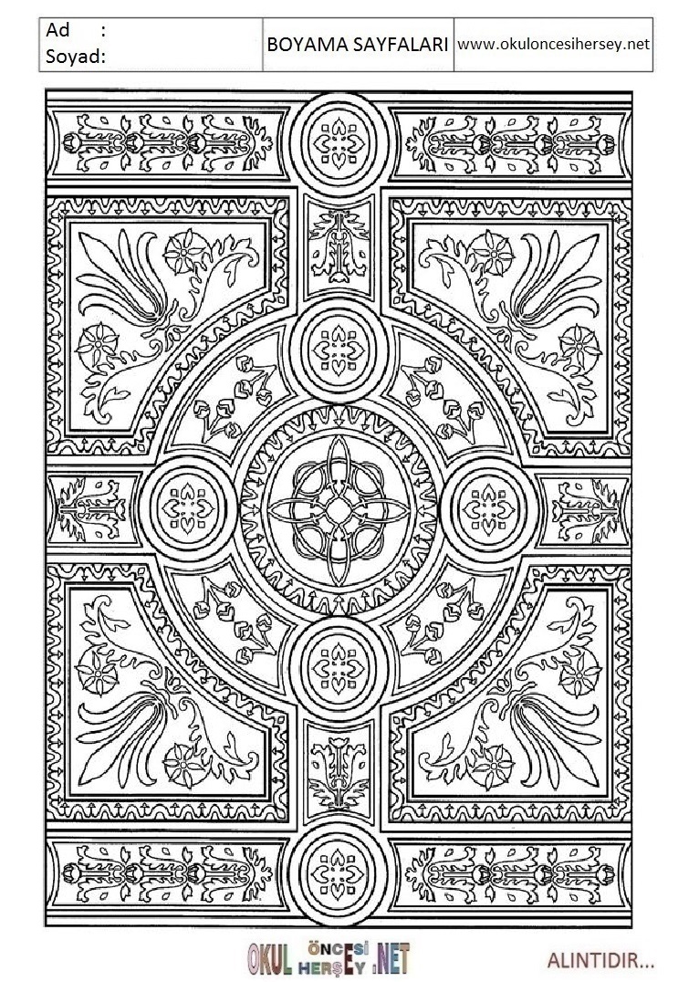 Çocuklar İçin  Halı-Deseni Boyama Sayfaları 