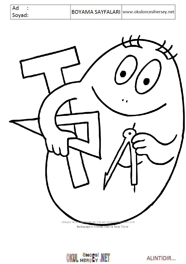 Çocuklar İçin Barbapapa Boyama Sayfaları 