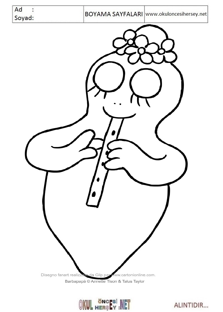 Çocuklar İçin Barbapapa Boyama Sayfaları 