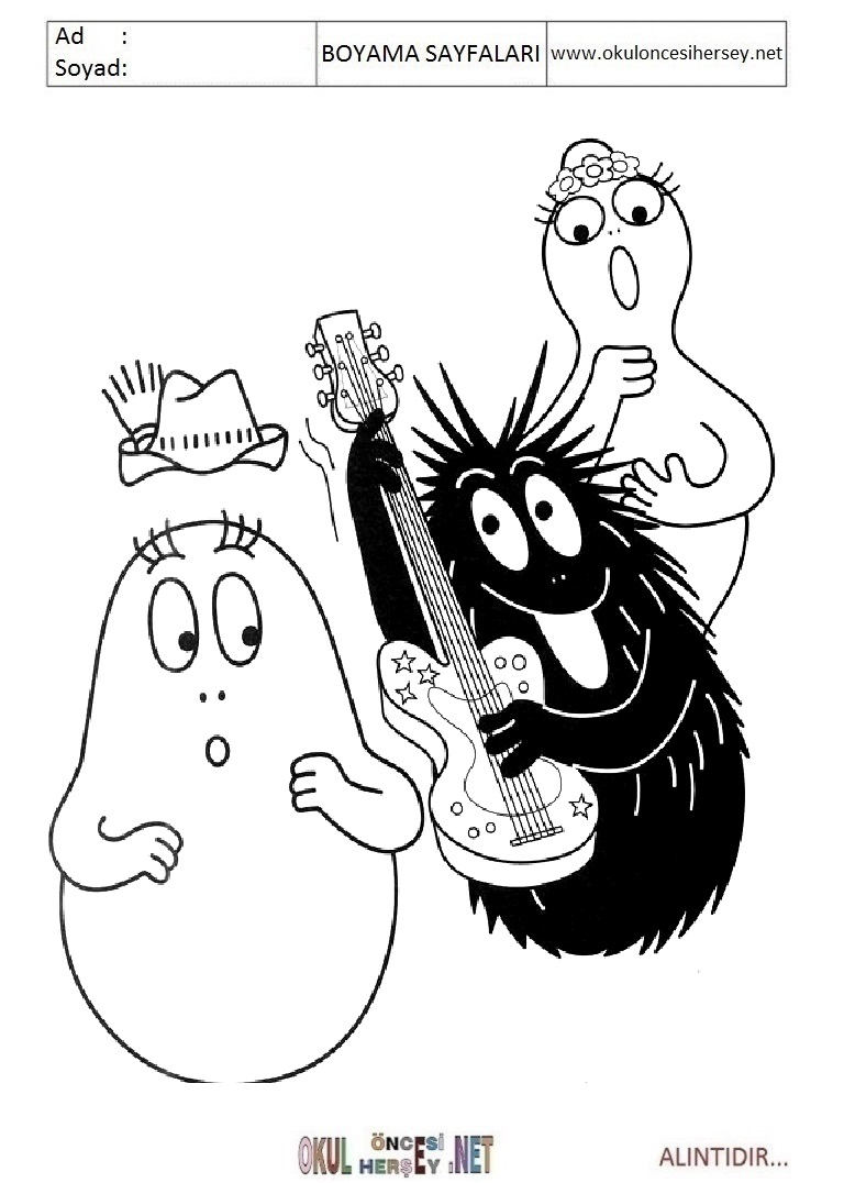 Çocuklar İçin Barbapapa Boyama Sayfaları 