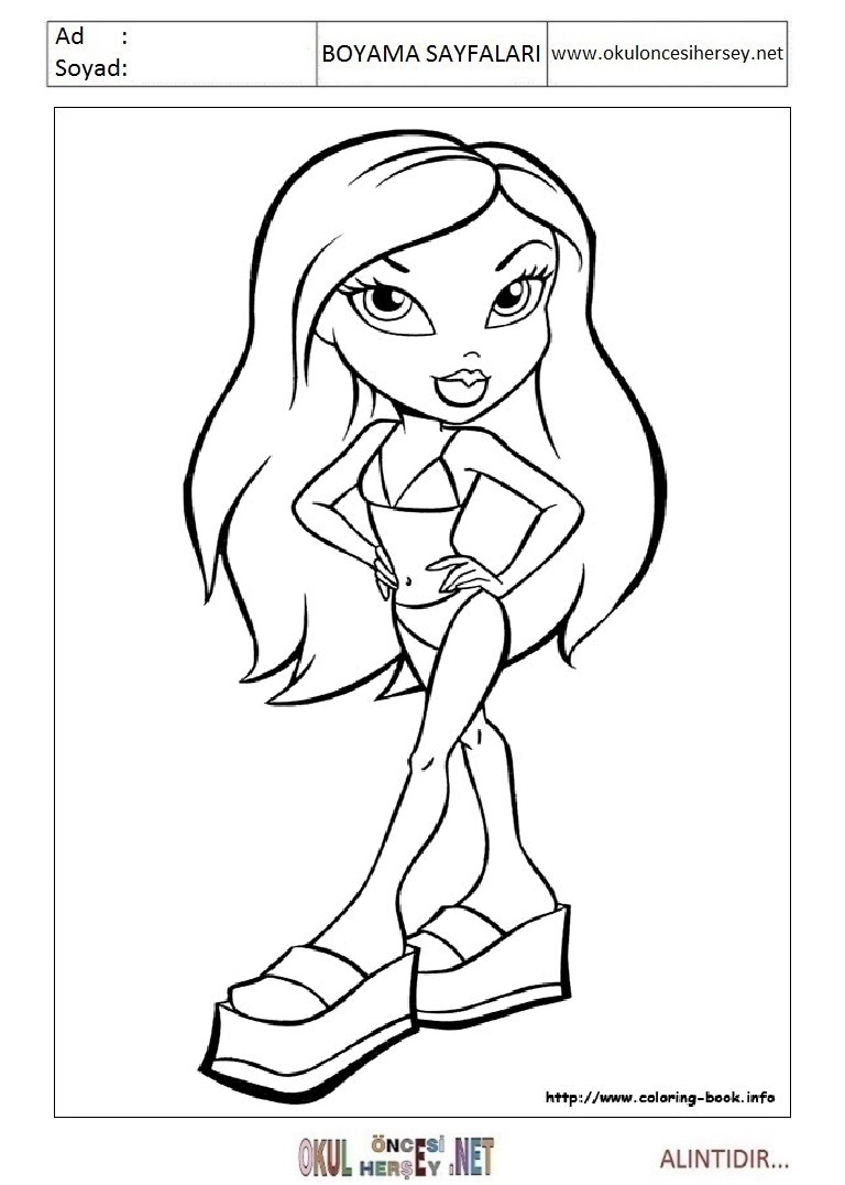 Çocuklar İçin Bratz Boyama Sayfaları 
