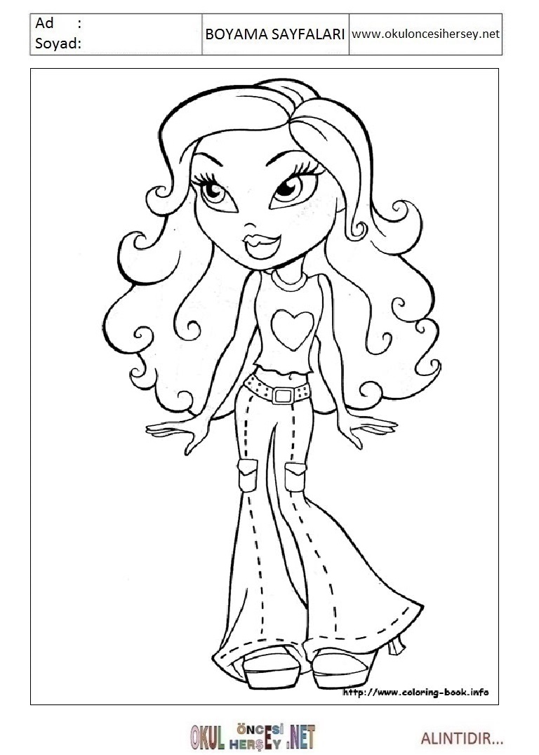 Çocuklar İçin Bratz Boyama Sayfaları 