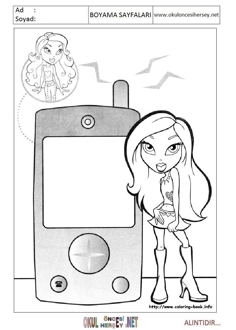 Çocuklar İçin Bratz Boyama Sayfaları 