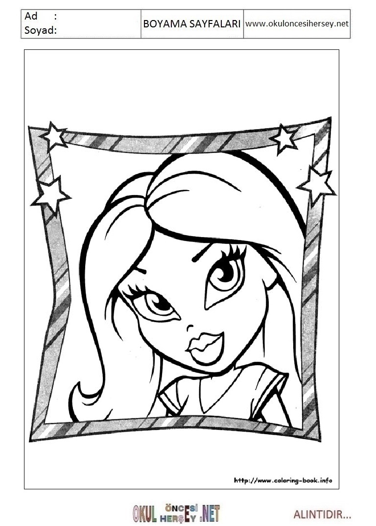 Çocuklar İçin Bratz Boyama Sayfaları 