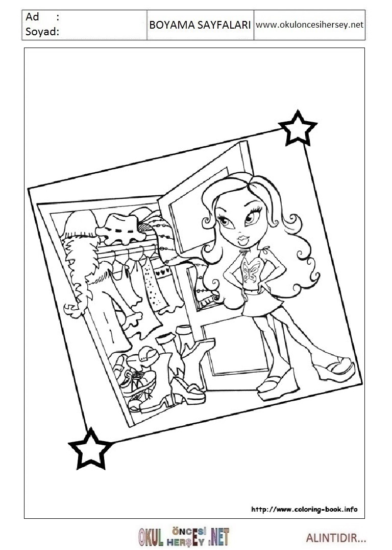 Çocuklar İçin Bratz Boyama Sayfaları 
