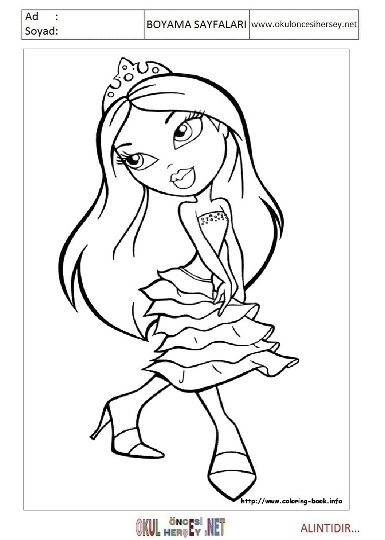 Çocuklar İçin Bratz Boyama Sayfaları 