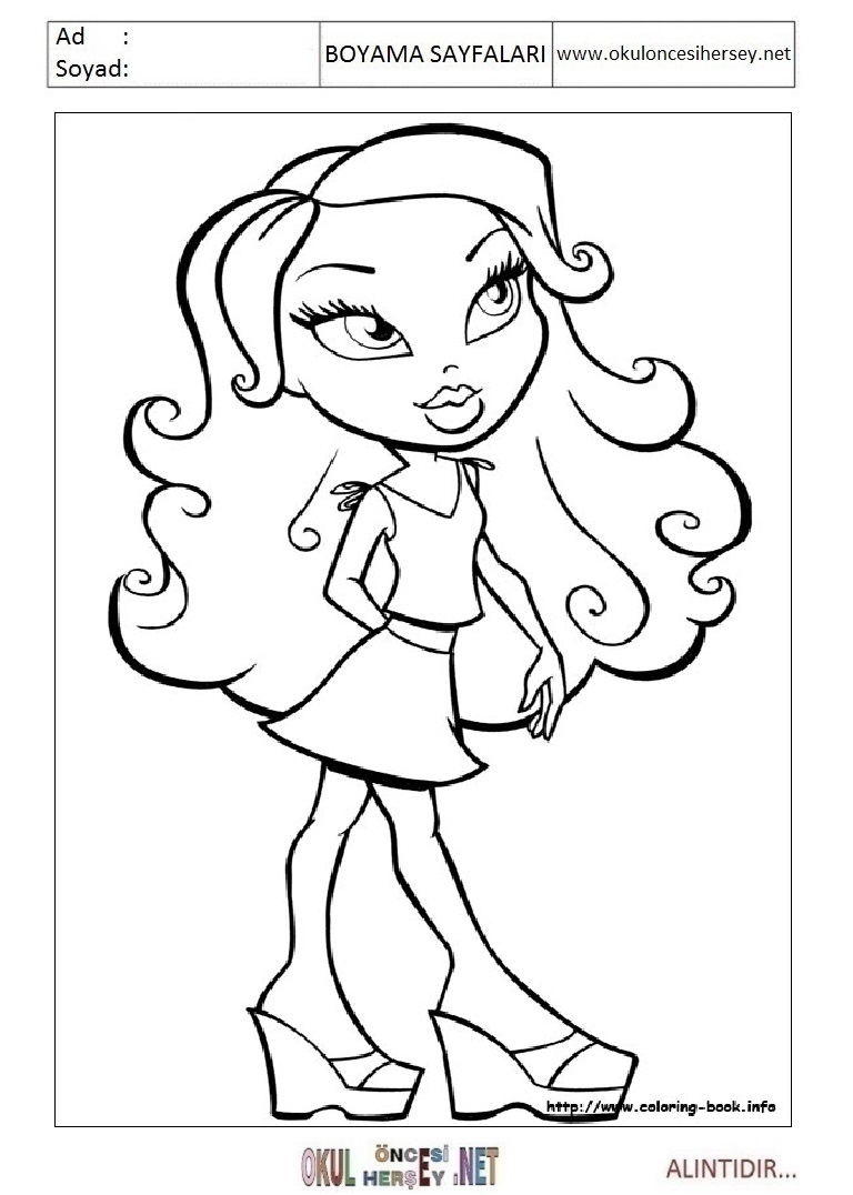 Çocuklar İçin Bratz Boyama Sayfaları 
