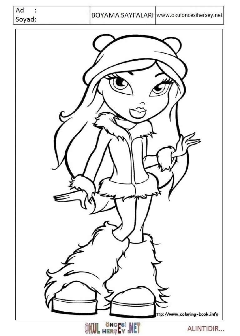 Çocuklar İçin Bratz Boyama Sayfaları 