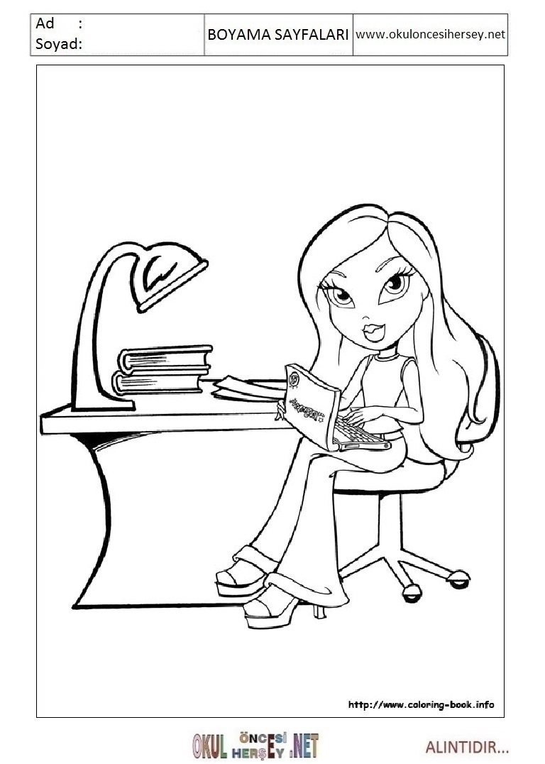 Çocuklar İçin Bratz Boyama Sayfaları 