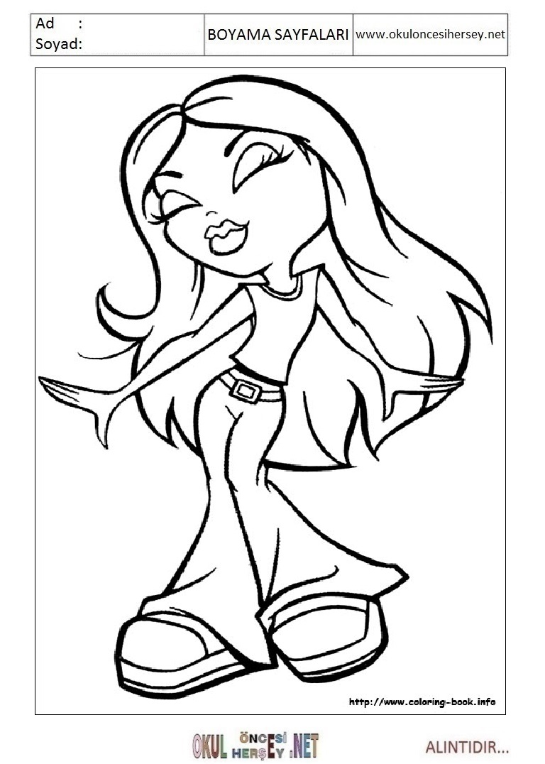 Çocuklar İçin Bratz Boyama Sayfaları 