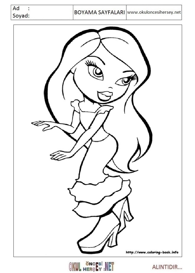 Çocuklar İçin Bratz Boyama Sayfaları 