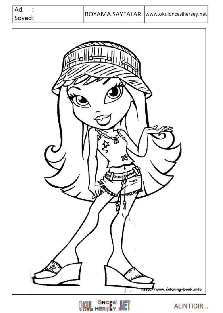 Çocuklar İçin Bratz Boyama Sayfaları 