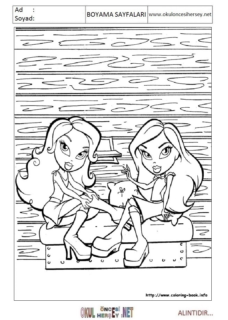 Çocuklar İçin Bratz Boyama Sayfaları 