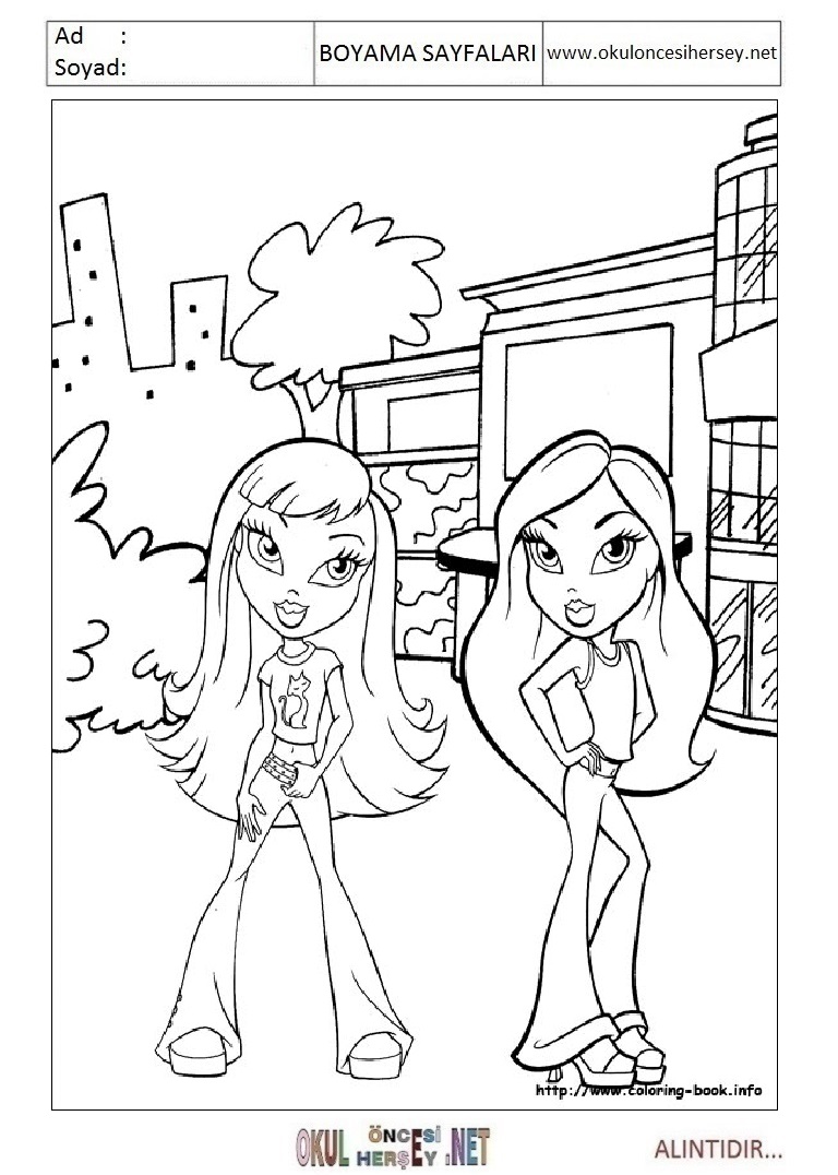 Çocuklar İçin Bratz Boyama Sayfaları 