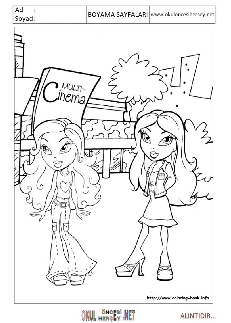 Çocuklar İçin Bratz Boyama Sayfaları 