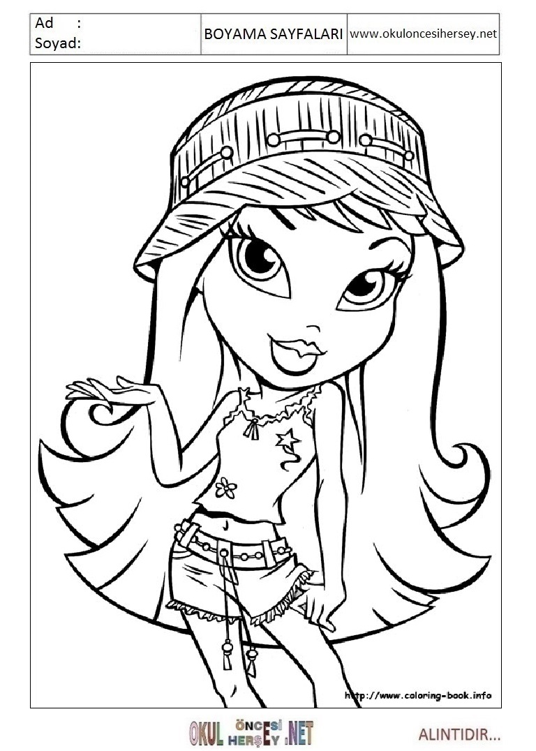 Çocuklar İçin Bratz Boyama Sayfaları 