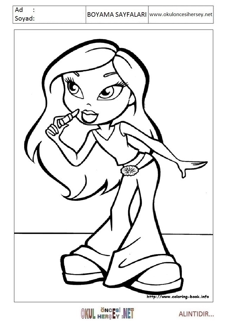 Çocuklar İçin Bratz Boyama Sayfaları 