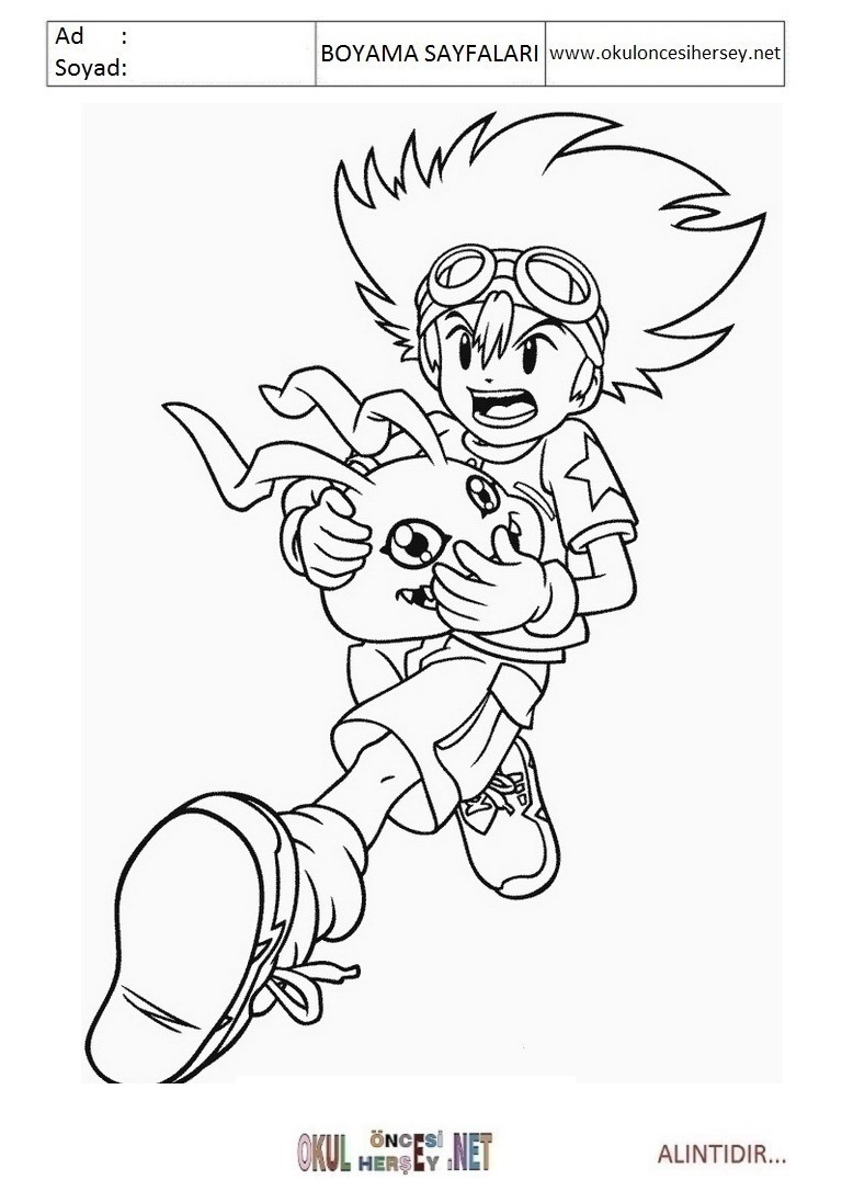 Çocuklar İçin Digimon Boyama Sayfaları 