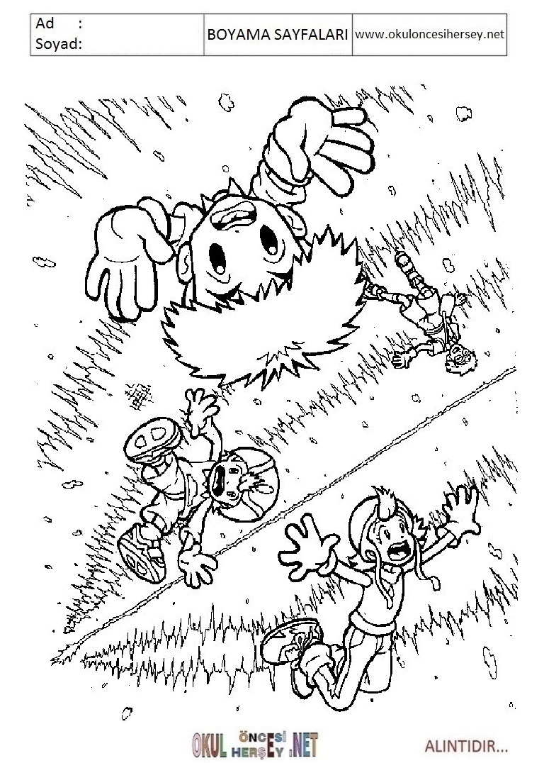 Çocuklar İçin Digimon Boyama Sayfaları 