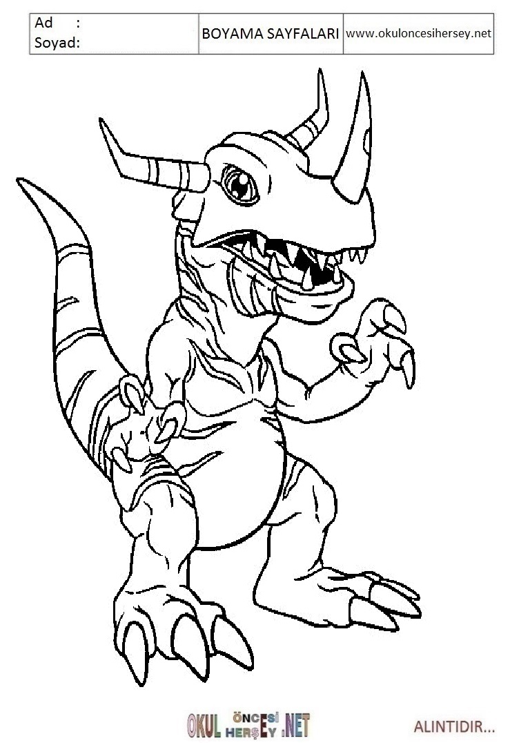Çocuklar İçin Digimon Boyama Sayfaları 